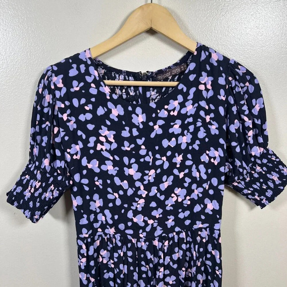 Mister Zimi Lottie Maxi Dress Size 6 Blue Purple Puff Sleeve Vacation Tiered - Picture 4 of 10